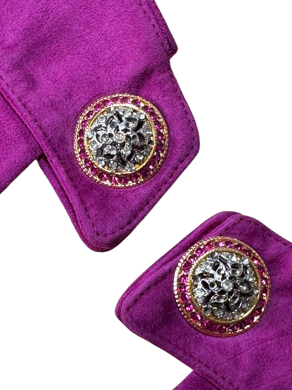 Versace Gianni Versace Suede Gloves Jewel Buttons M Size ONE SIZE - 2 Thumbnail