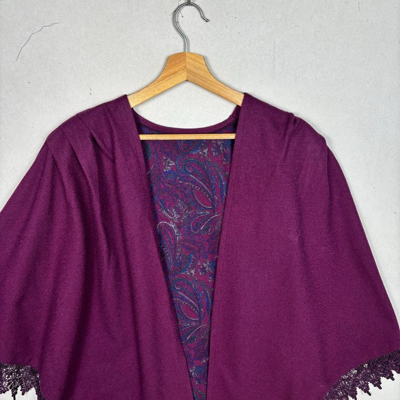 Japanese Brand Vintage Purple Paisley Poncho Cloaks Capes Size US M / EU 48-50 / 2 - 3 Thumbnail