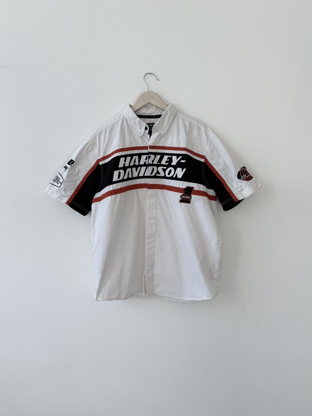 Harley Davidson Vintage Harley Davidson Racing Shirt Embroidered Spellout Size US L / EU 52-54 / 3 - 1 Thumbnail