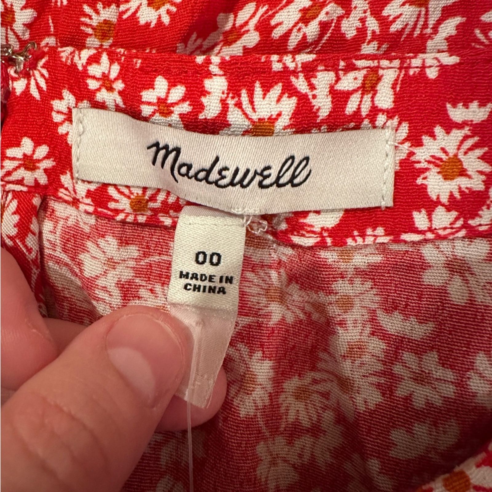 Madewell Madewell Midi Slip Side Slit Skirt in Red & White Floral XS Size 24" / US 00 / IT 34 - 7 Thumbnail