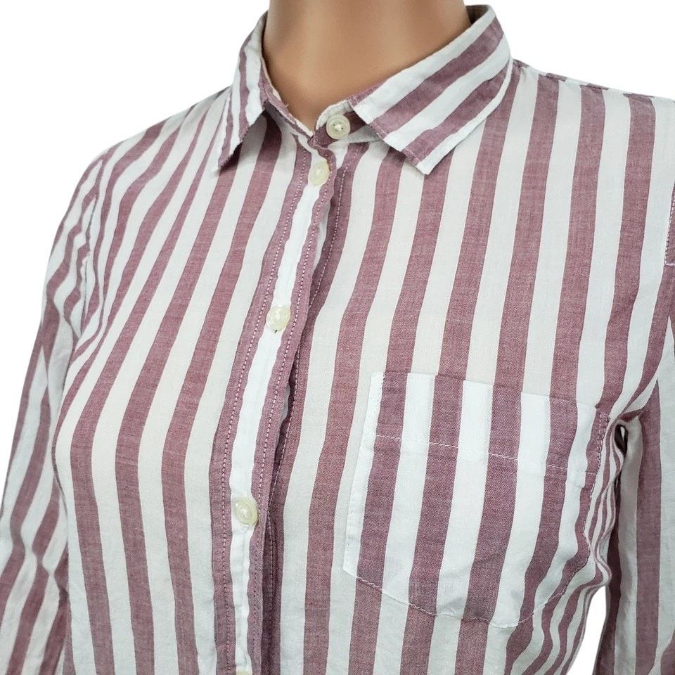 J.Crew J. Crew Mercantile Shirt Button Front Stripe Long Sleeves XS Size XS / US 0-2 / IT 36-38 - 6 Thumbnail