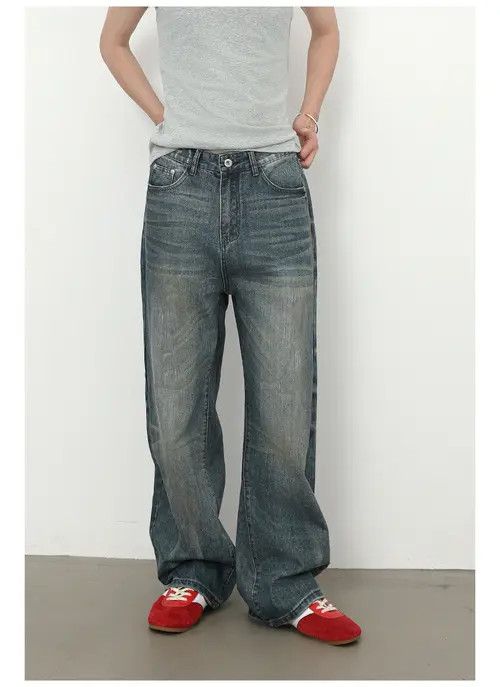 Japanese Brand Japanese retro loose straight retro men's distressed jeans Size US 32 / EU 48 - 3 Thumbnail