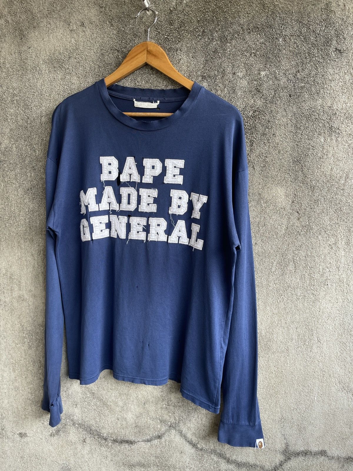 Bape Vintage 90s BAPE MADE BY GENERAL Thrashed Faded Long Sleeve Size US L / EU 52-54 / 3 - 2 Thumbnail