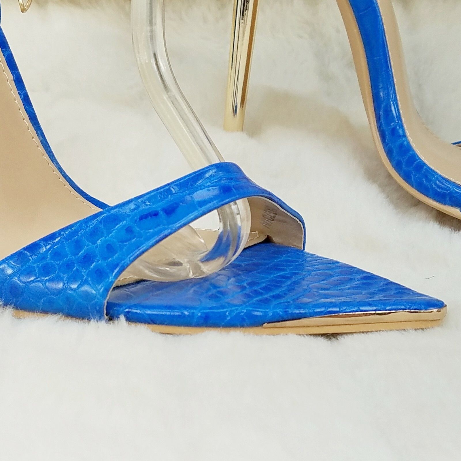 Other Nicely Pad Lock Chain Strap High Heels Metal Toe Tip Shoes T Size US 9 / IT 39 - 7 Thumbnail