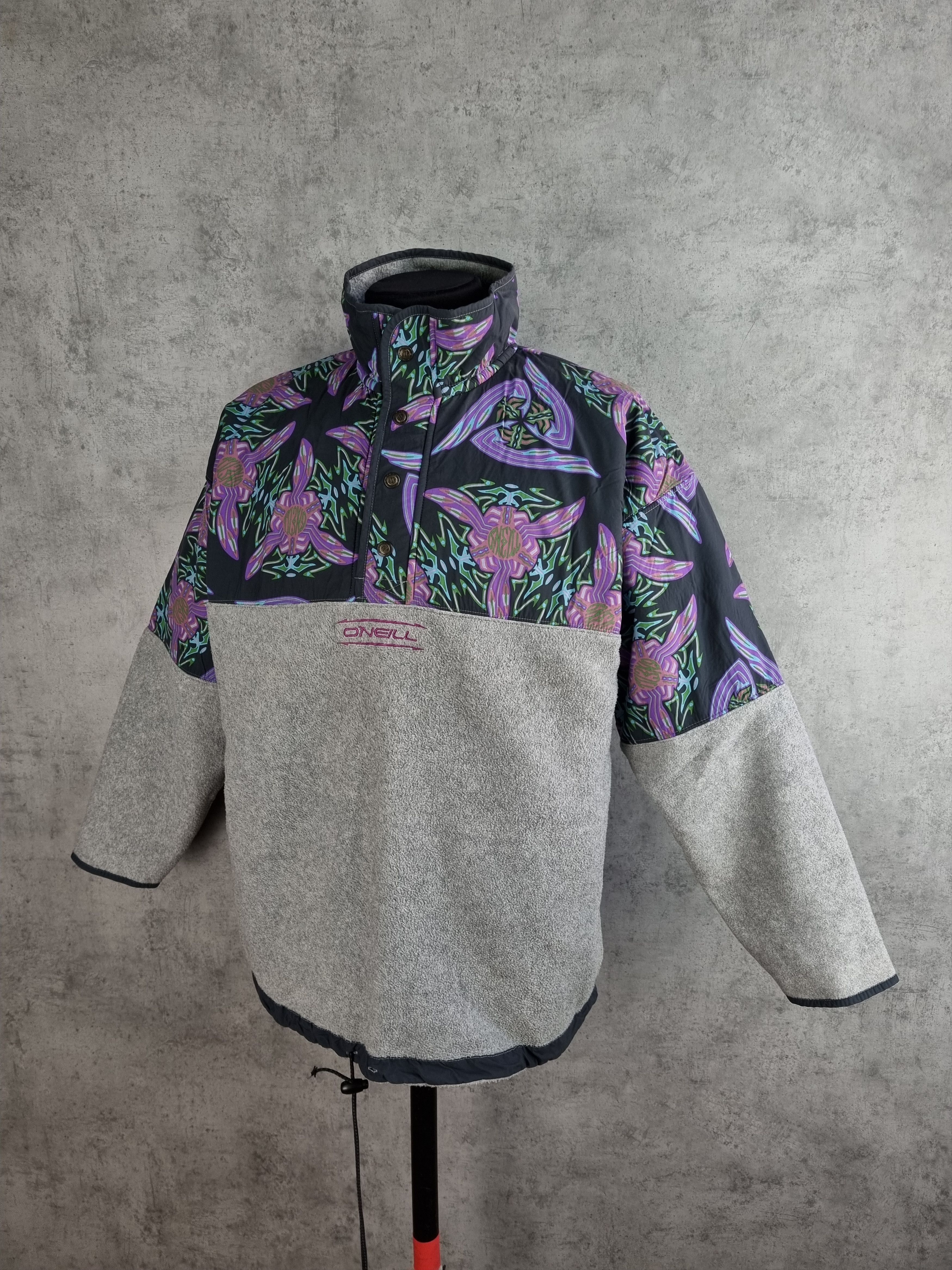 O'Neill × Vintage 80s Vintage ONeill Fleece Nylon Abstract Fractals Pullover Size US L / EU 52-54 / 3 - 1 Thumbnail