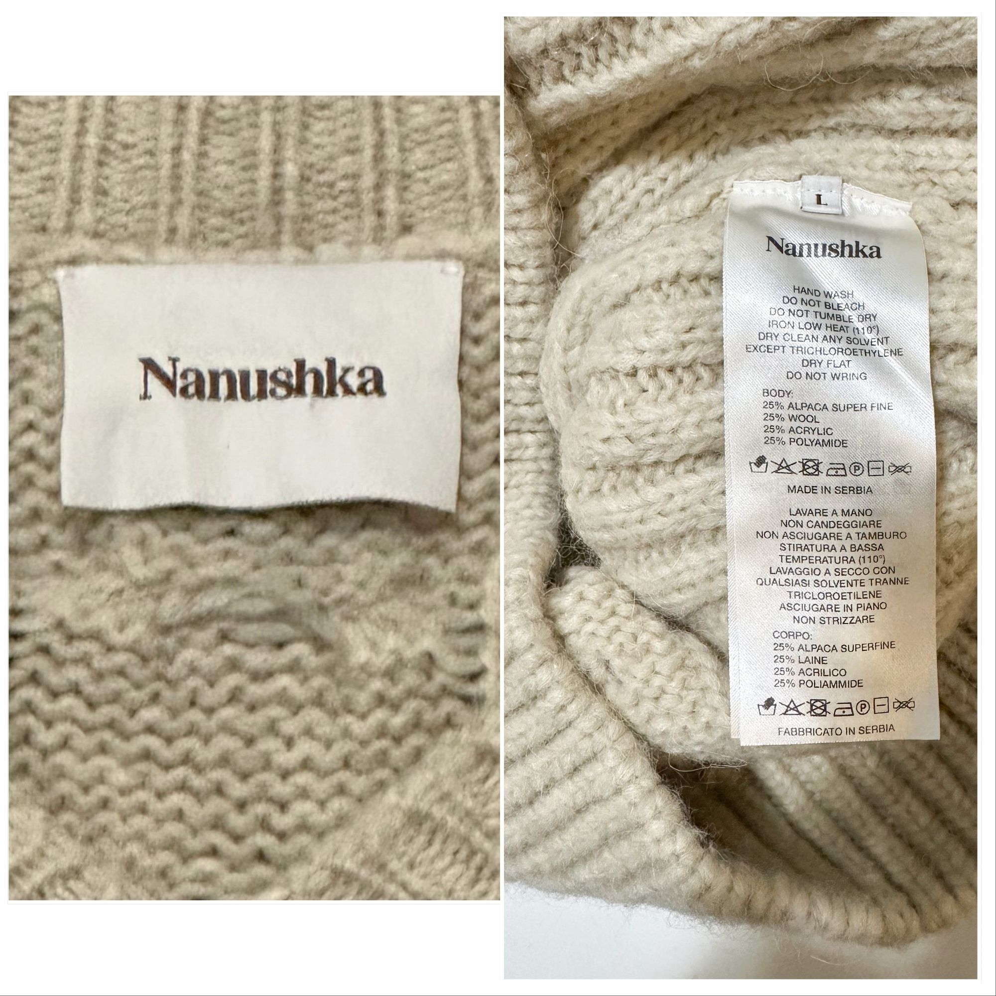 Nanushka Nanushka Arwan Alpaca Cable Knit Sweater L Beige Oversized Size L / US 10 / IT 46 - 3 Thumbnail