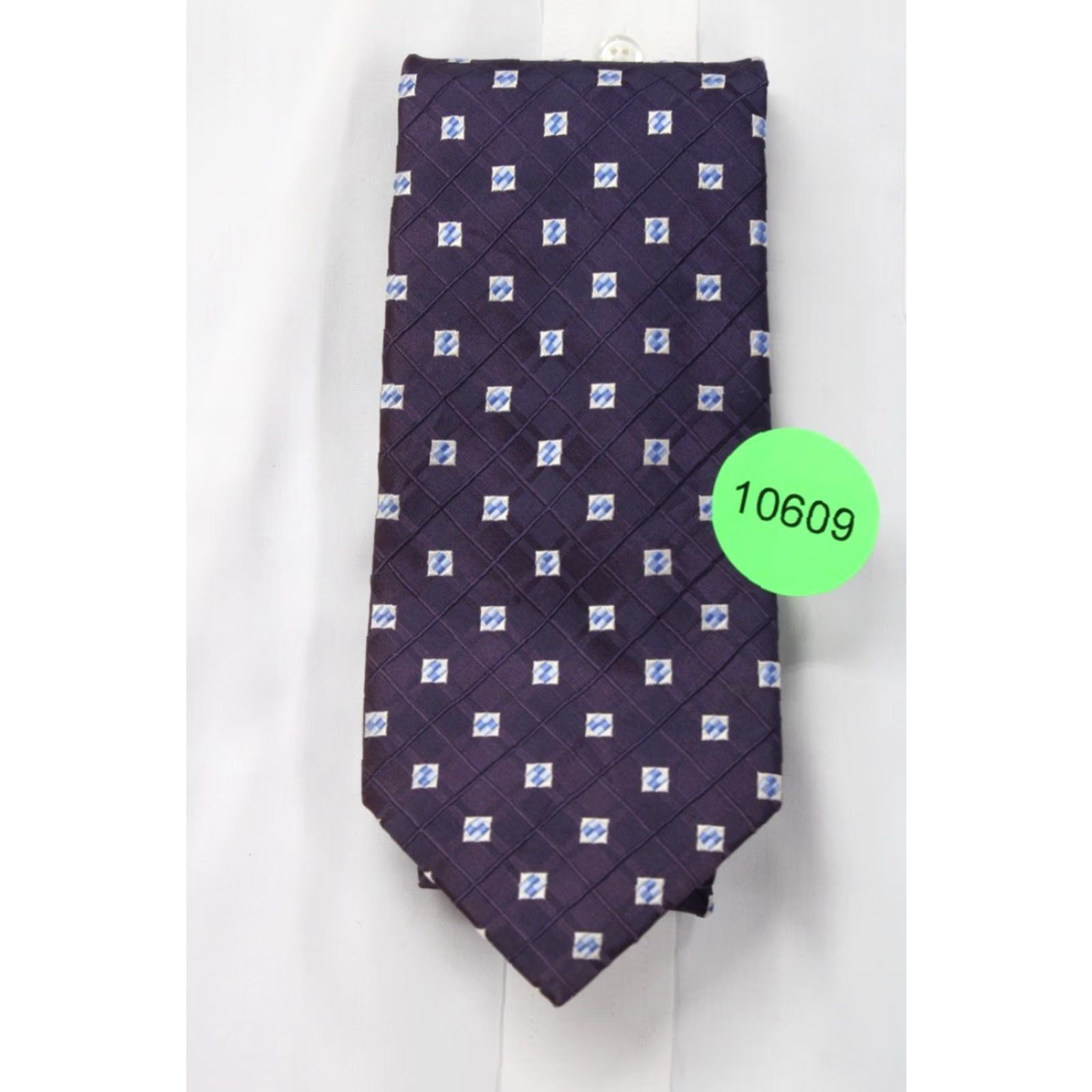 Jos. A. Bank VINTAGE Jos A Bank Silk Necktie Men's Purple Geometric Squares Textured Hand Sewn Size ONE SIZE - 7 Thumbnail