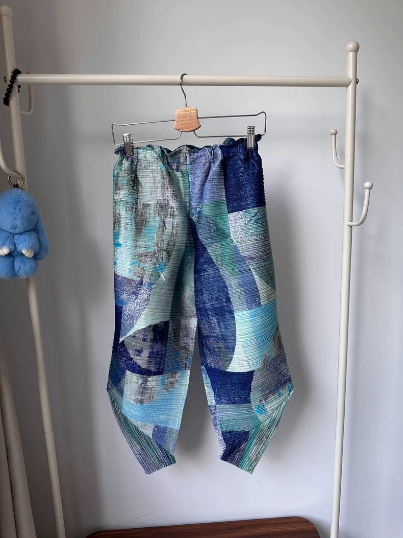 Issey Miyake Issey Miyake size:3 Blue oil painting graffiti special-sha Size 32" / US 10 / IT 46 - 3 Thumbnail