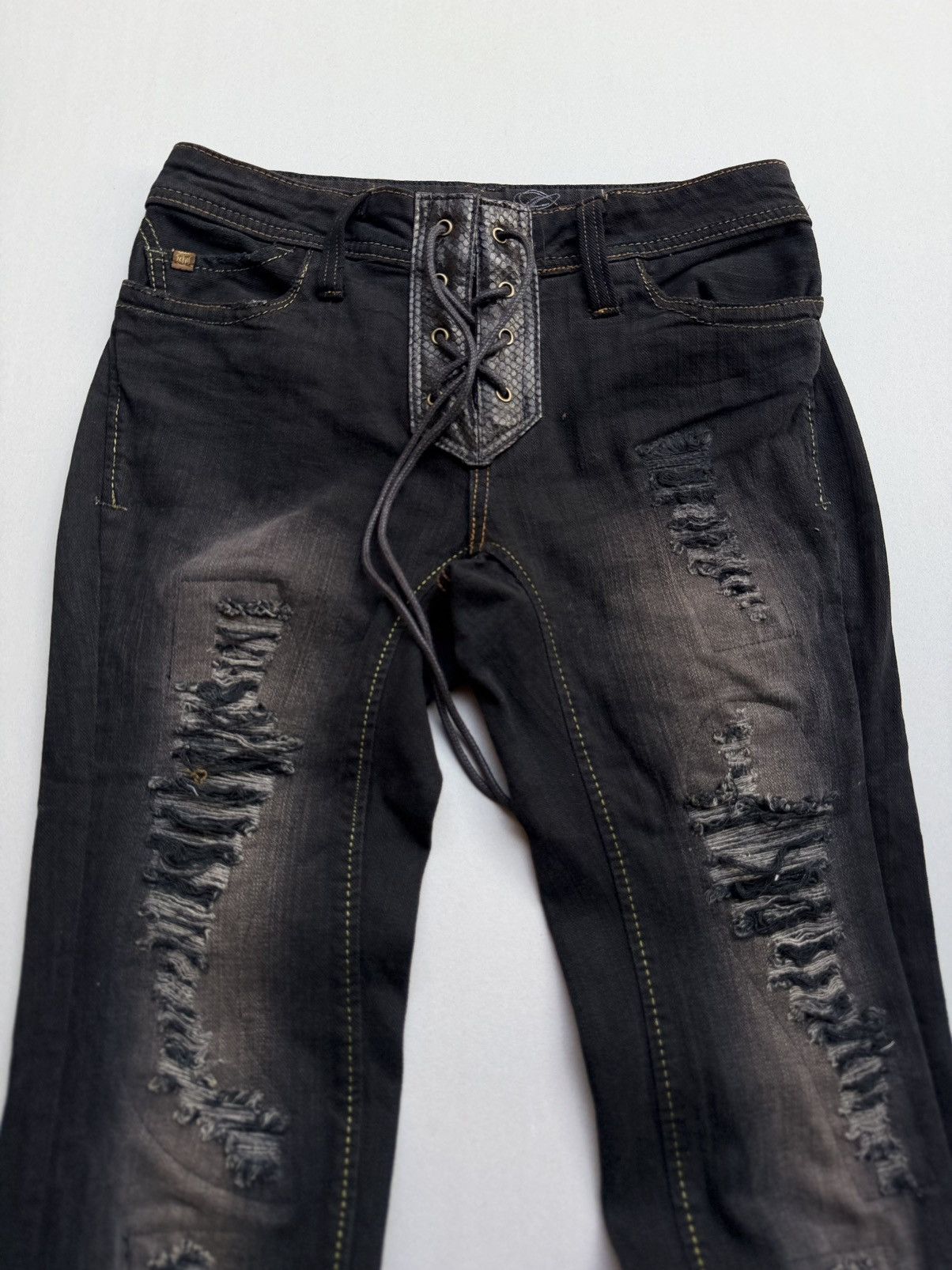 Japanese Brand Georgia love Lace up flare jeans. Size US 26 / EU 42 - 2 Thumbnail