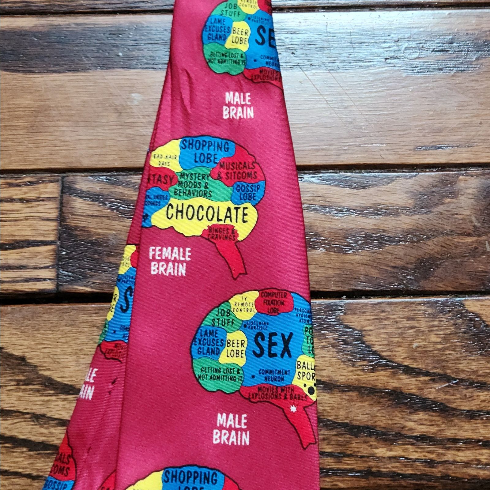 Vintage Vintage Novelty Tie Men's & Women's Brain Gender Sexes Silk Size ONE SIZE - 8 Thumbnail