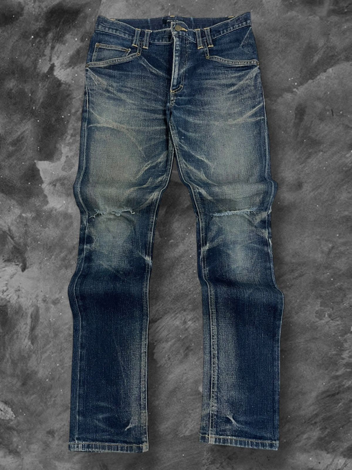 Michel Klein Vintage 1990s Designer Michel Klein Raw Distressed Denim Size US 32 / EU 48 - 1 Thumbnail