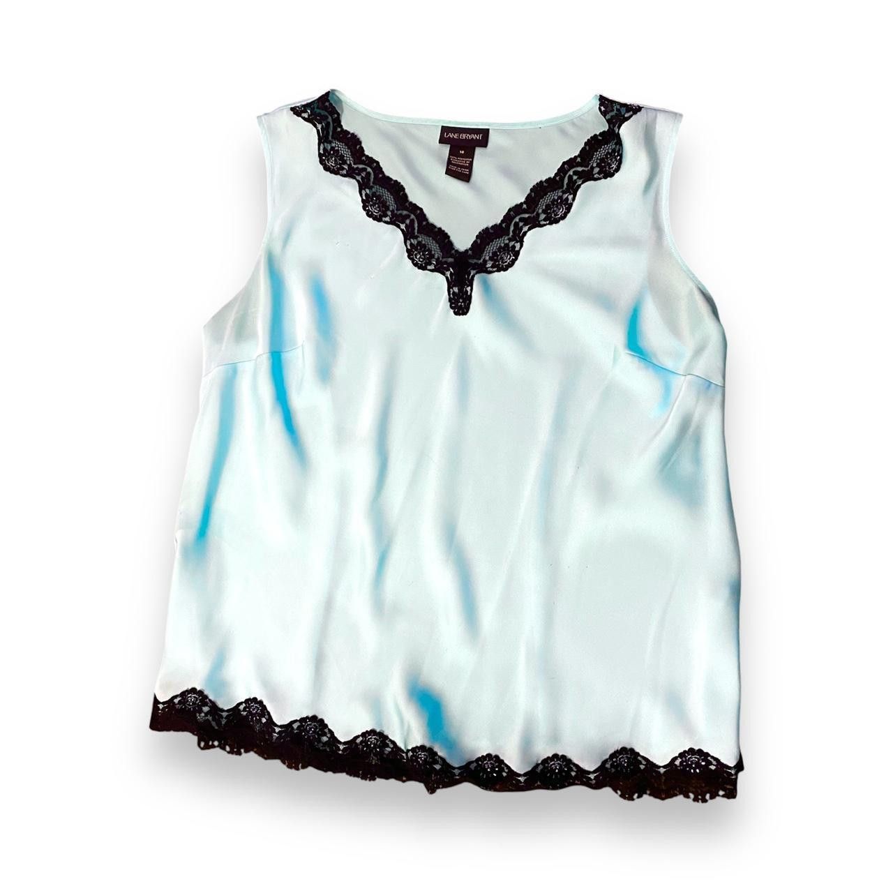 Designer Silky Blue + Black Lace Tank Size XXL / US 16-18 / IT 52-54 - 1 Thumbnail