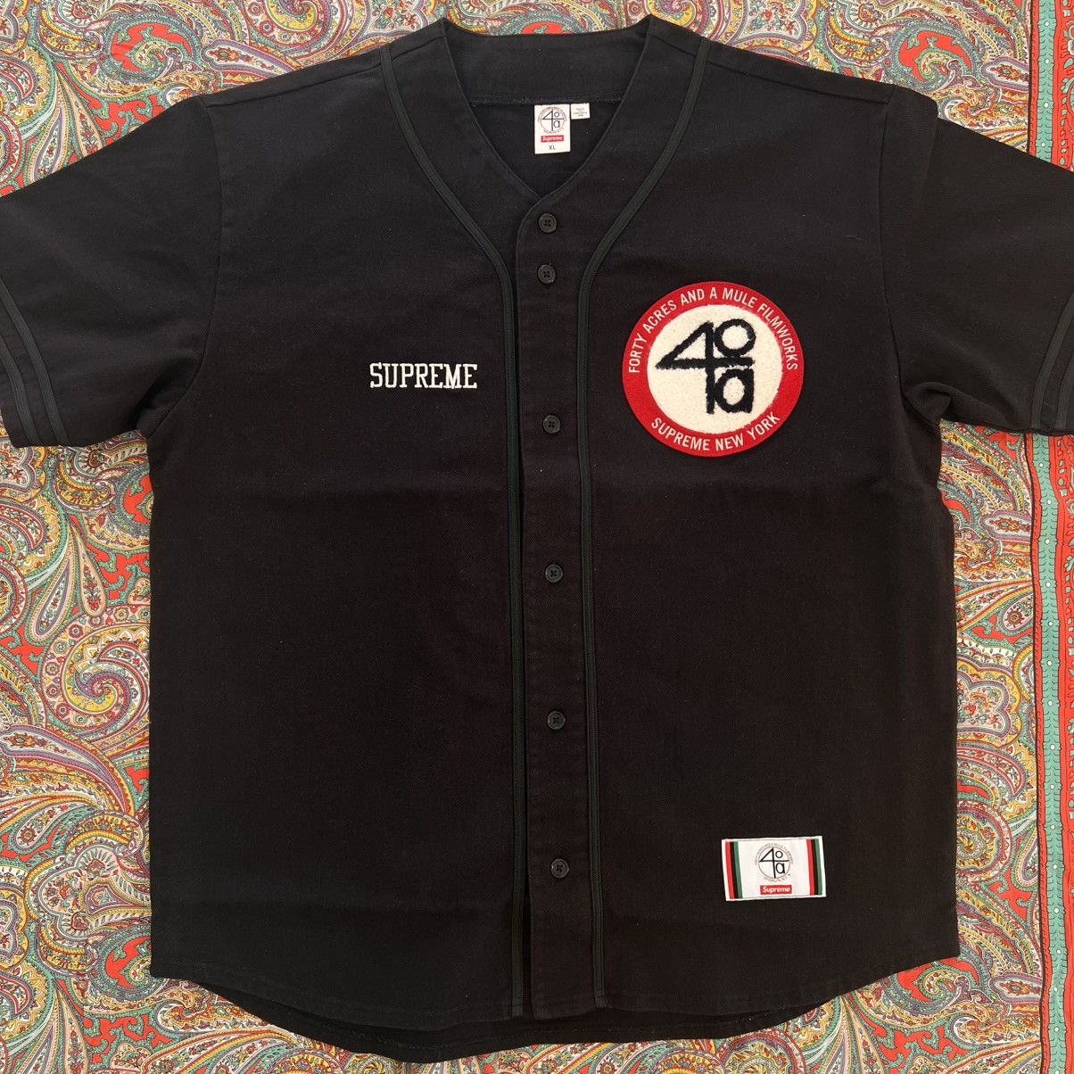 Supreme 40 acres twill baseball jersey spike lee black red