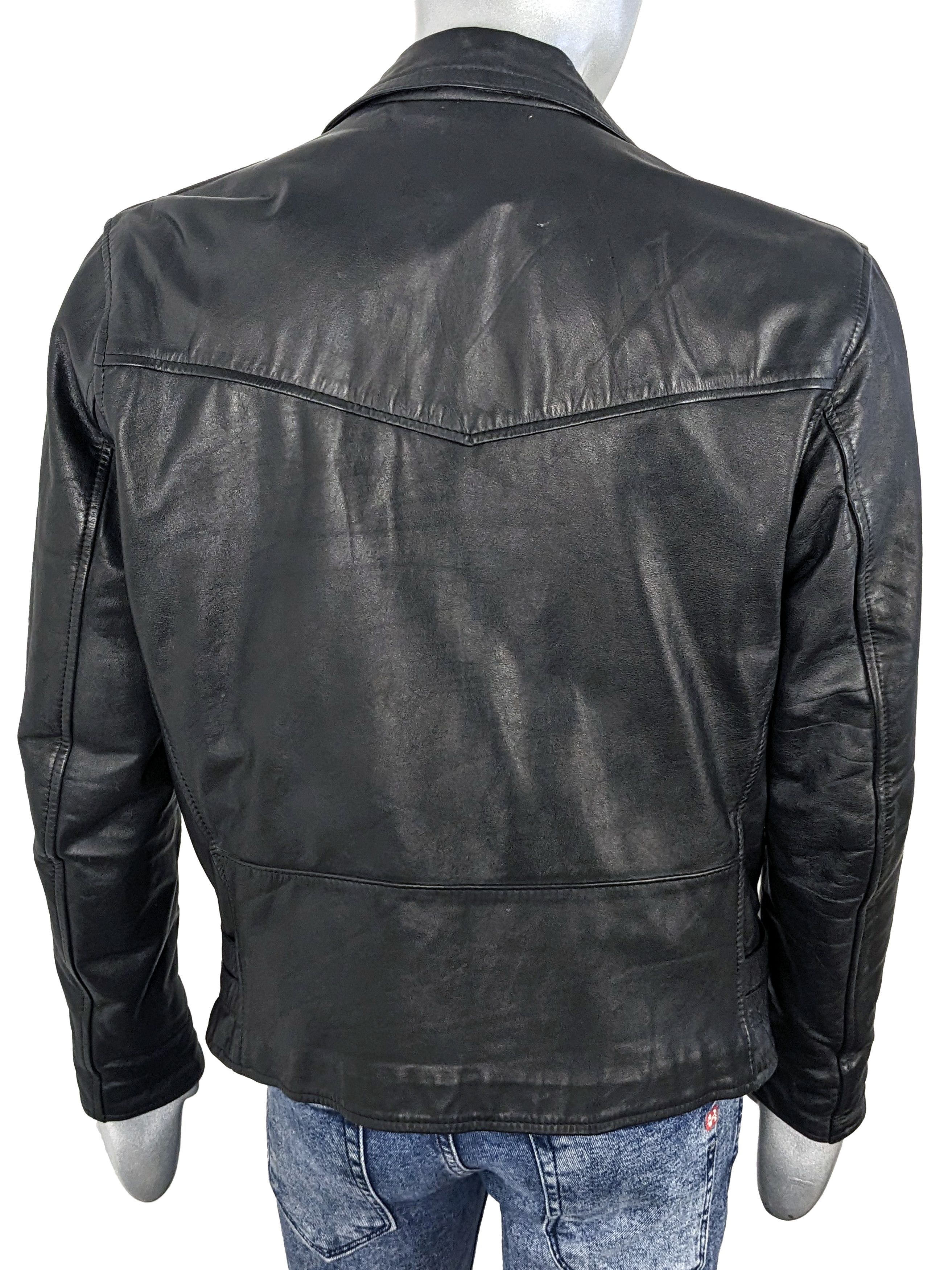 Vintage Vintage 80s Scandinavian Black Leather Biker Jacket Size US XL / EU 56 / 4 - 8 Thumbnail