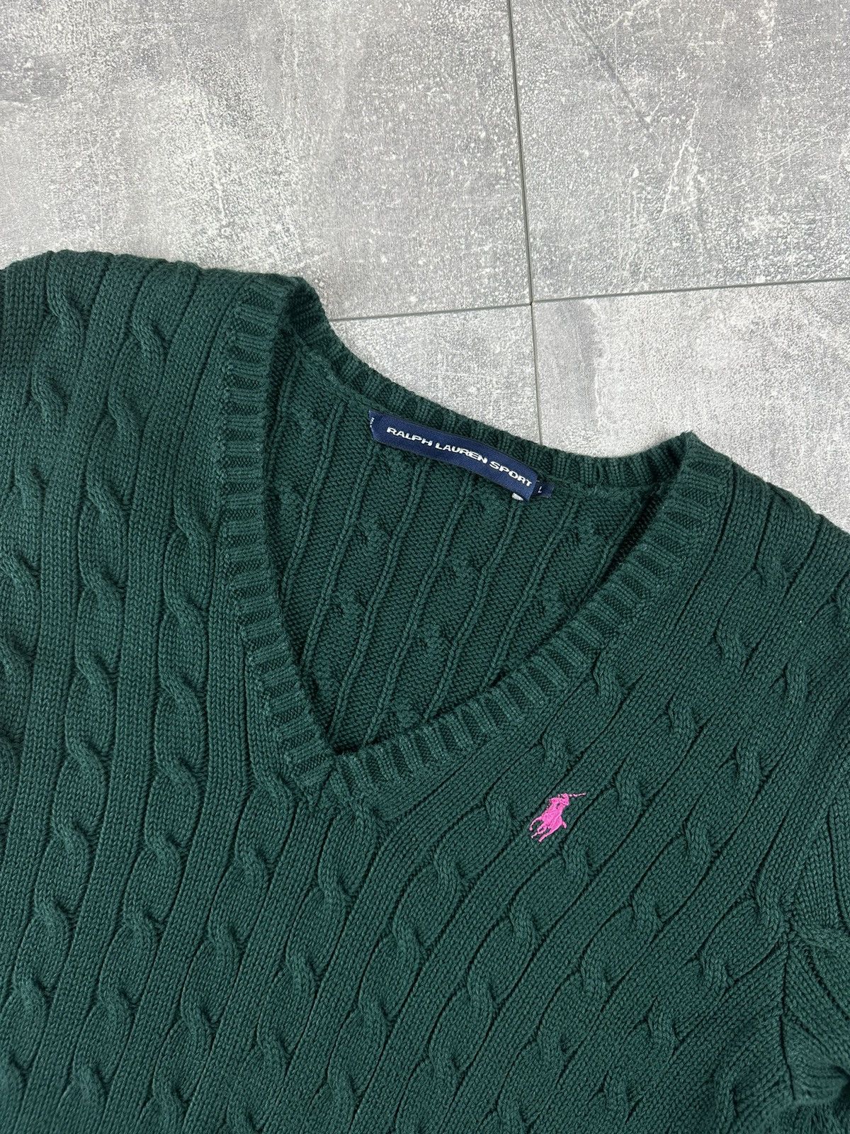 Polo Ralph Lauren Women’s Polo Ralph Lauren Sport V-Neck Cable-Knit Sweater Size L / US 10 / IT 46 - 5 Thumbnail