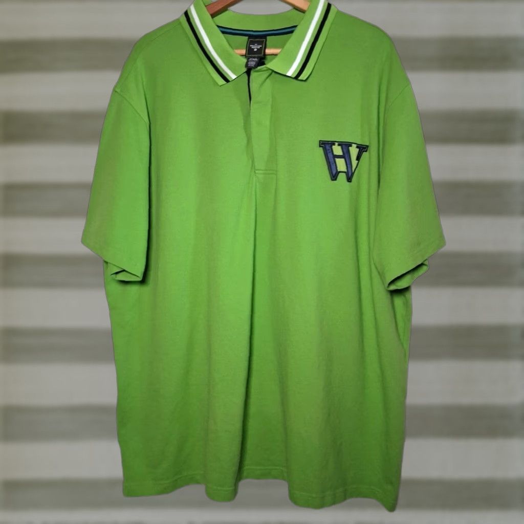 Vintage Houston White Polo Shirt Men 2XL Lime Green Woven W Sporty Golf Preppy Shirt Size US XXL / EU 58 / 5 - 1 Thumbnail