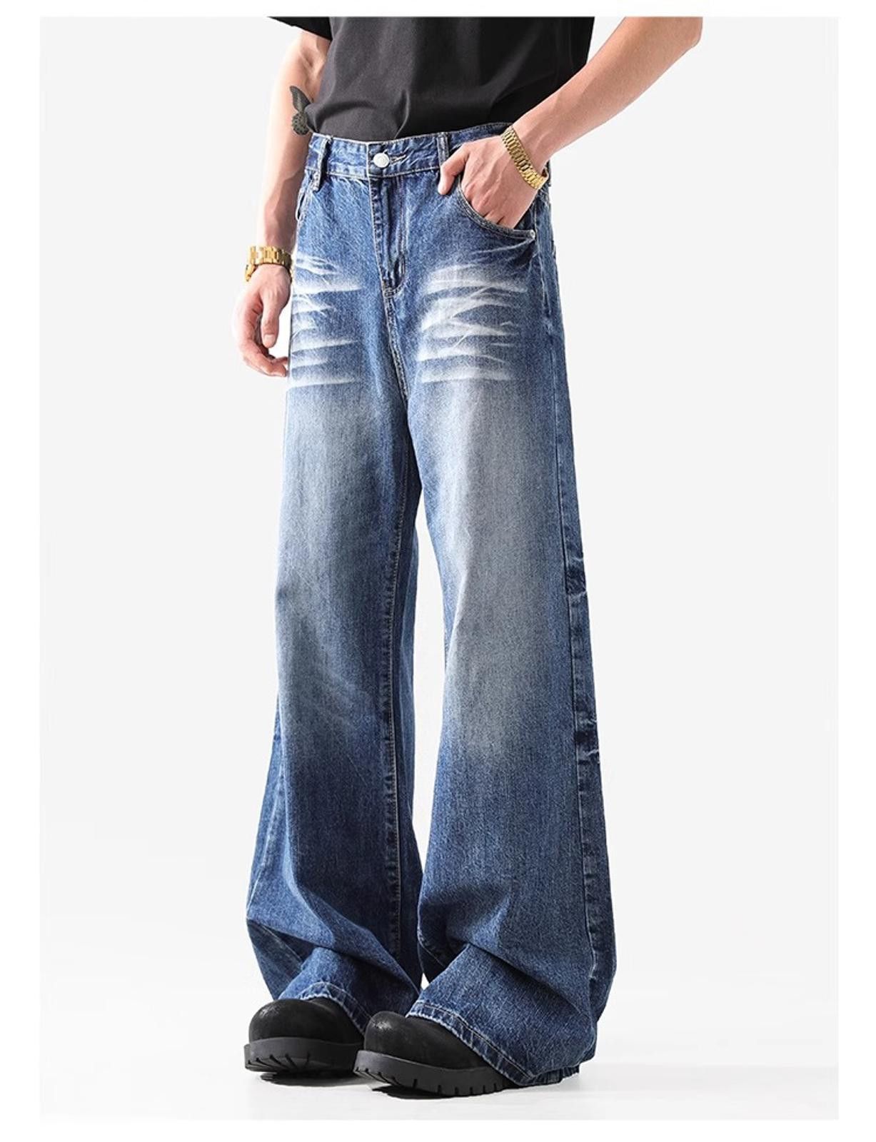 Japanese Brand Wide-Leg Washed Denim Jeans Size US 32 / EU 48 - 6 Thumbnail