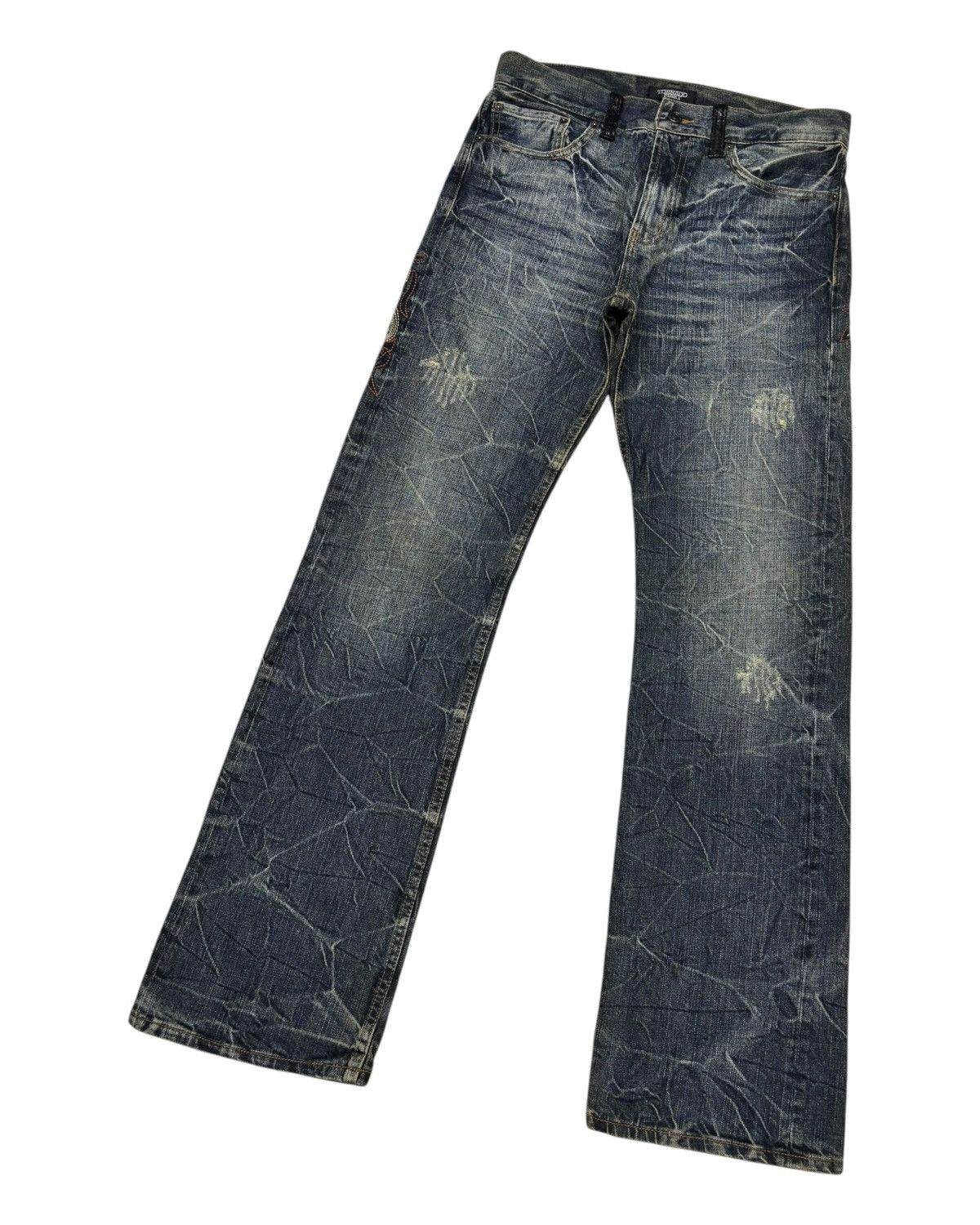 Tornado Mart 🔥TORNADO MART TRIBAL EMBROIDERY CUSTOM MADE FLARED JEANS Size US 32 / EU 48 - 6 Thumbnail
