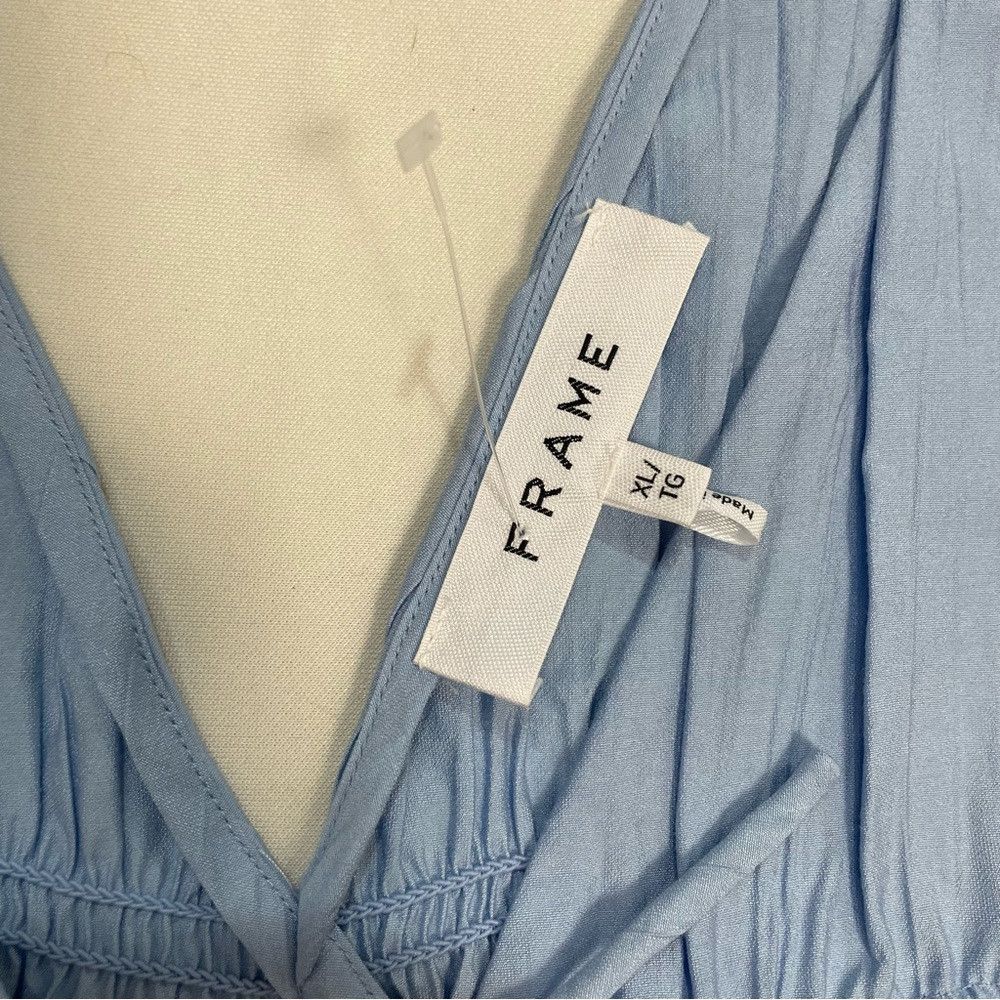 Frame New Frame Tie Front Cinched Crinkle Light Blue Blouse Tank Size XL / US 12-14 / IT 48-50 - 7 Thumbnail