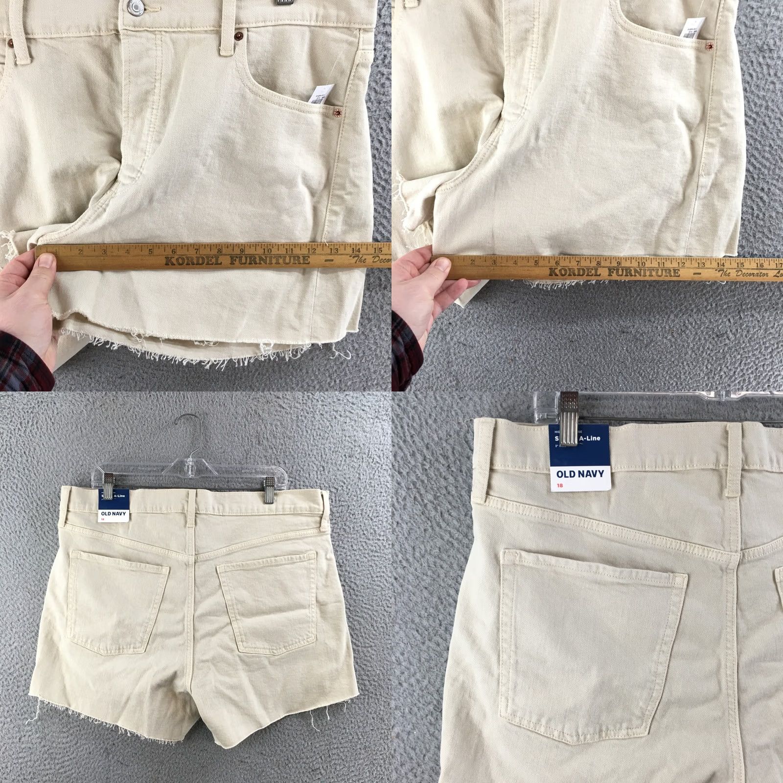 Old Navy Old Navy Shorts Womens 18 Sky-Hi A-Line Beige High Rise Denim Button Fly Shorts Size 40" / US 18 - 8 Thumbnail