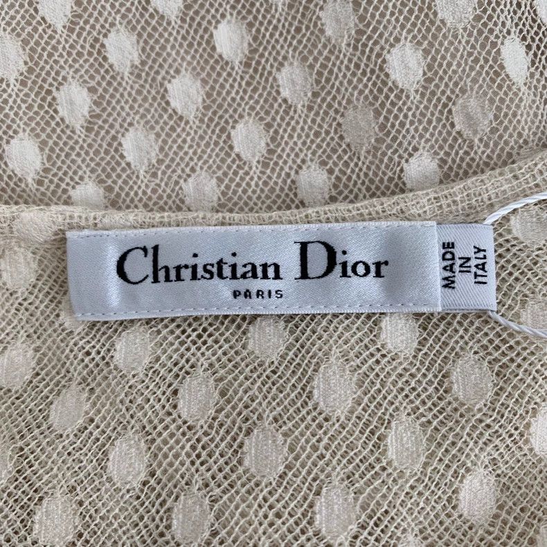Dior Dior Beige lace bee embroidered mulberry silk mesh round-n Size XS / US 0-2 / IT 36-38 - 6 Thumbnail