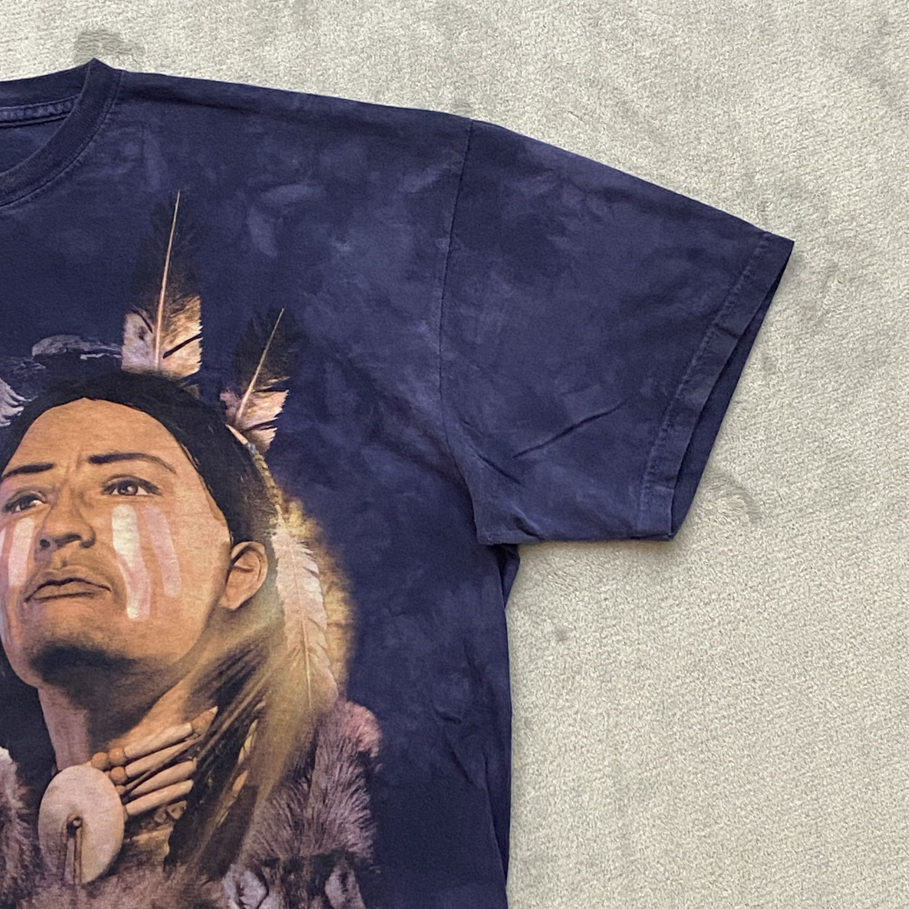 The Mountain × Vintage Y2K T Shirt Men XL VANISHING NATIVE WILDLIFE Blue Tie Dye Size US XL / EU 56 / 4 - 6 Thumbnail