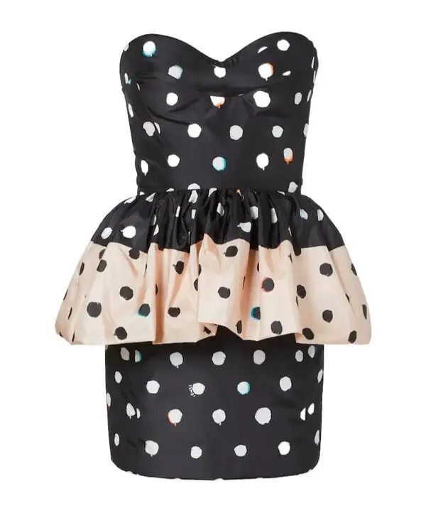 Fendi os11x0526 Printed Bustier Taffeta Dress in Multicolor Size L / US 10 / IT 46 - 1 Thumbnail