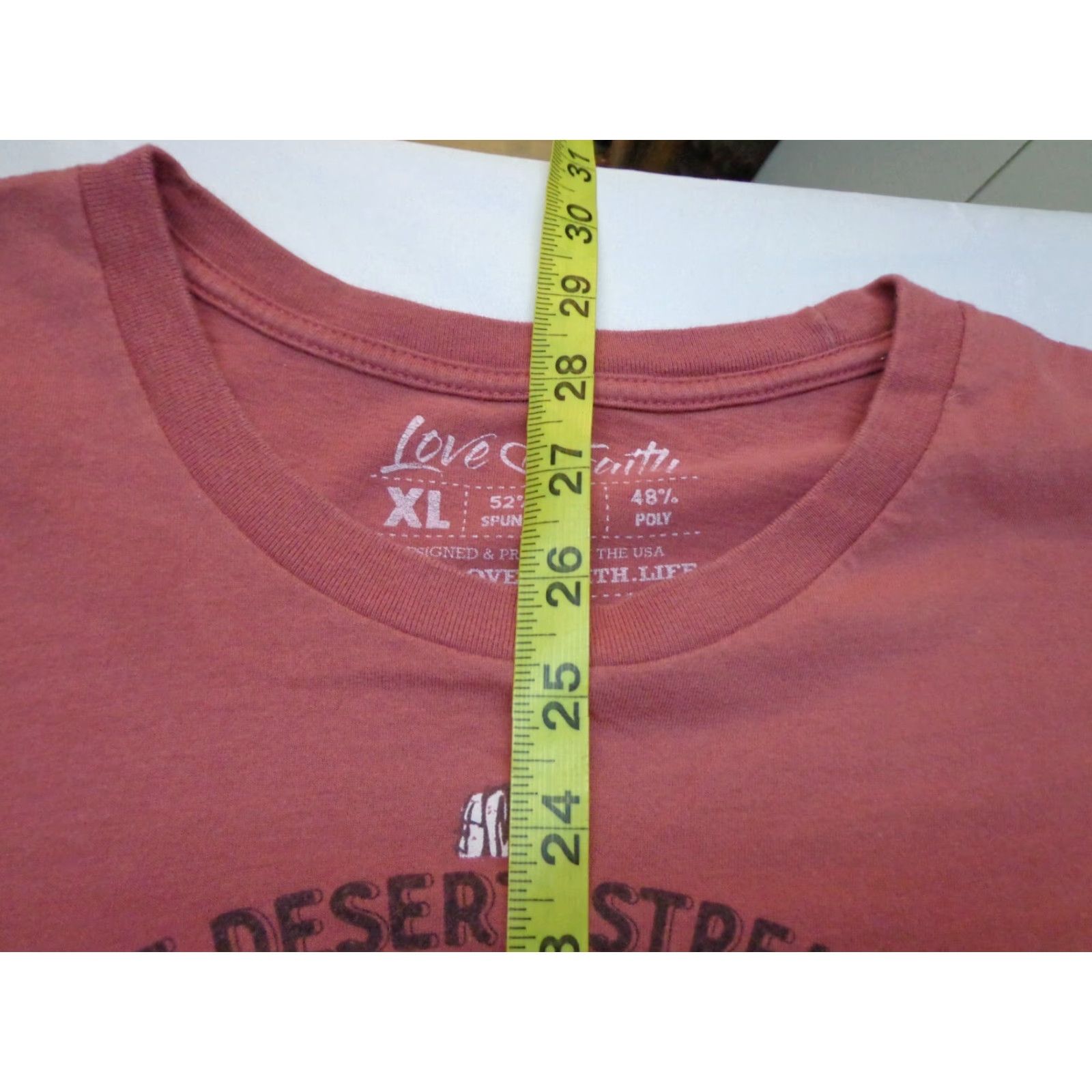 Vintage Love In Faith T-Shirt Size XL Red Unisex Adults Crew Neck Short Sleeve Cotton Blend Vintage No Size US XL / EU 56 / 4 - 5 Thumbnail