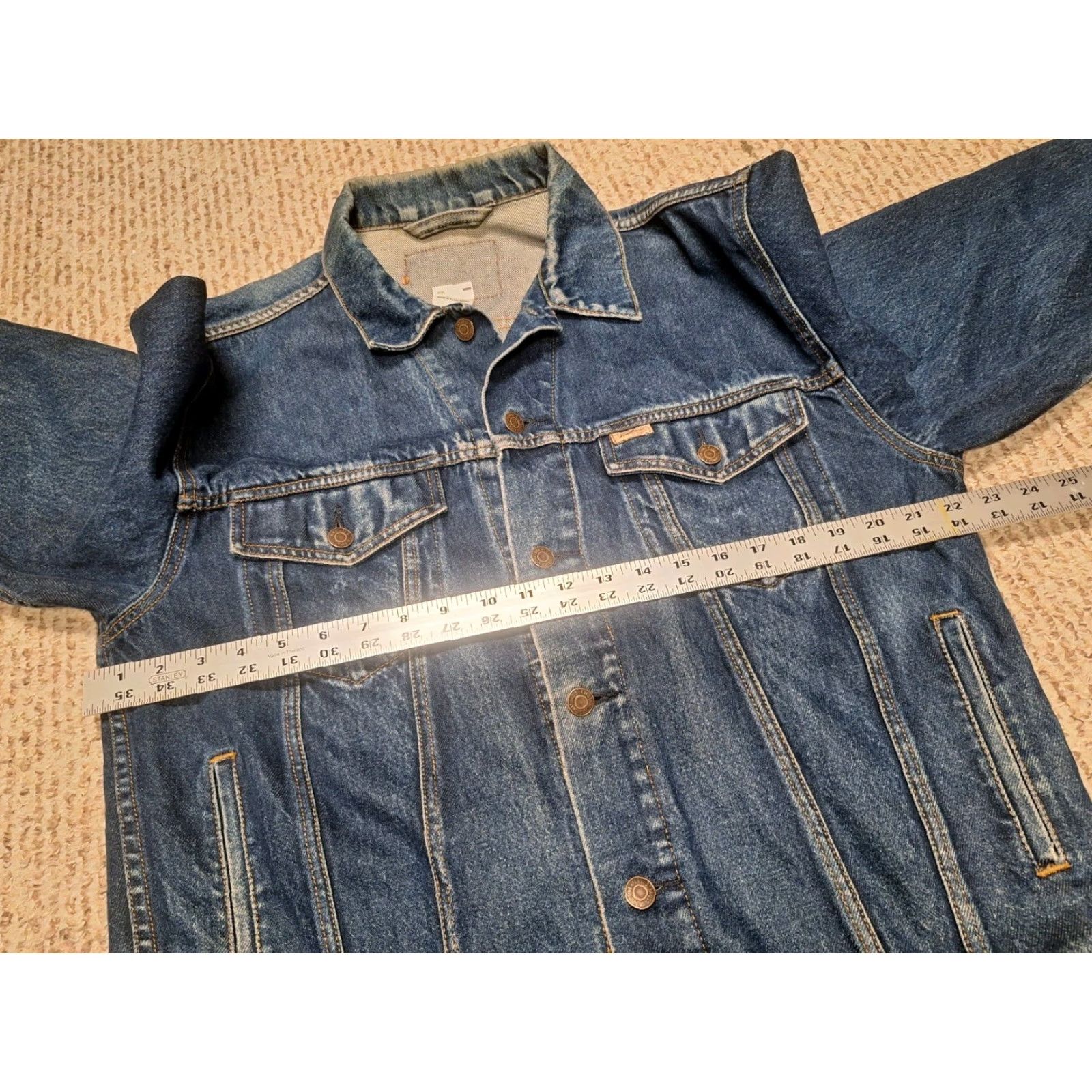 Levi's VINTAGE Levi's Denim Trucker Jacket Men Medium Blue 00s Signature Regular Short Button Collar Size US M / EU 48-50 / 2 - 6 Thumbnail