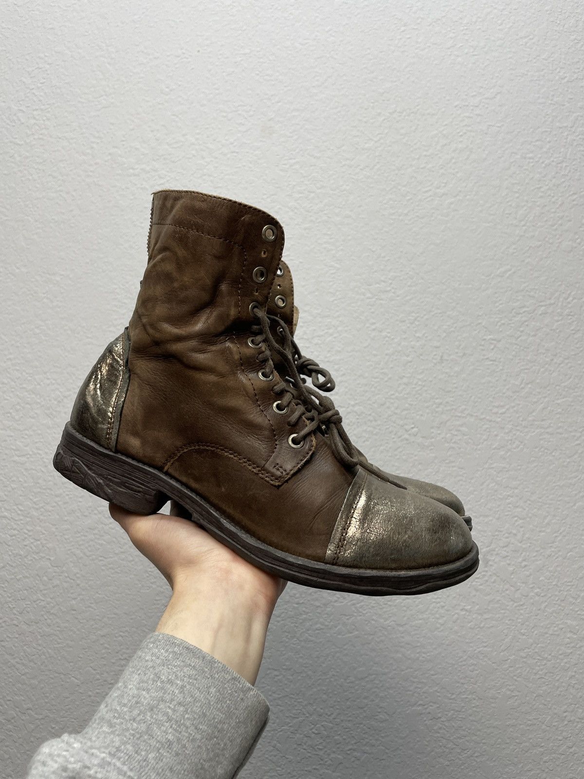 If Six Was Nine Vintage Italian AS 98 Rick Owens Style Leather Biker Boots Size US 8.5 / EU 41-42 - 2 Thumbnail