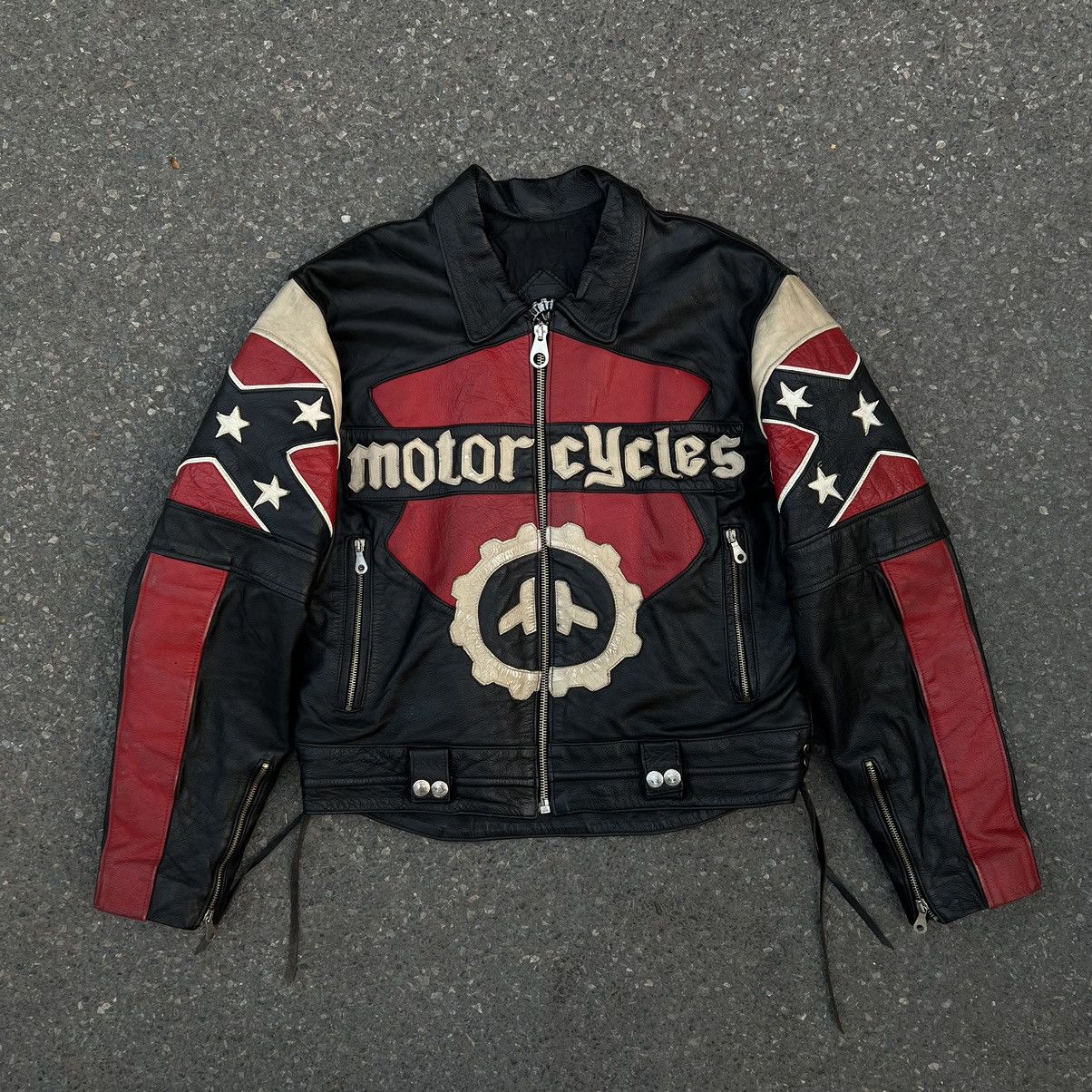 image of Leather Jacket x Rebel Racing Jacket By Tout Terran in Black, Men's (Size Large)