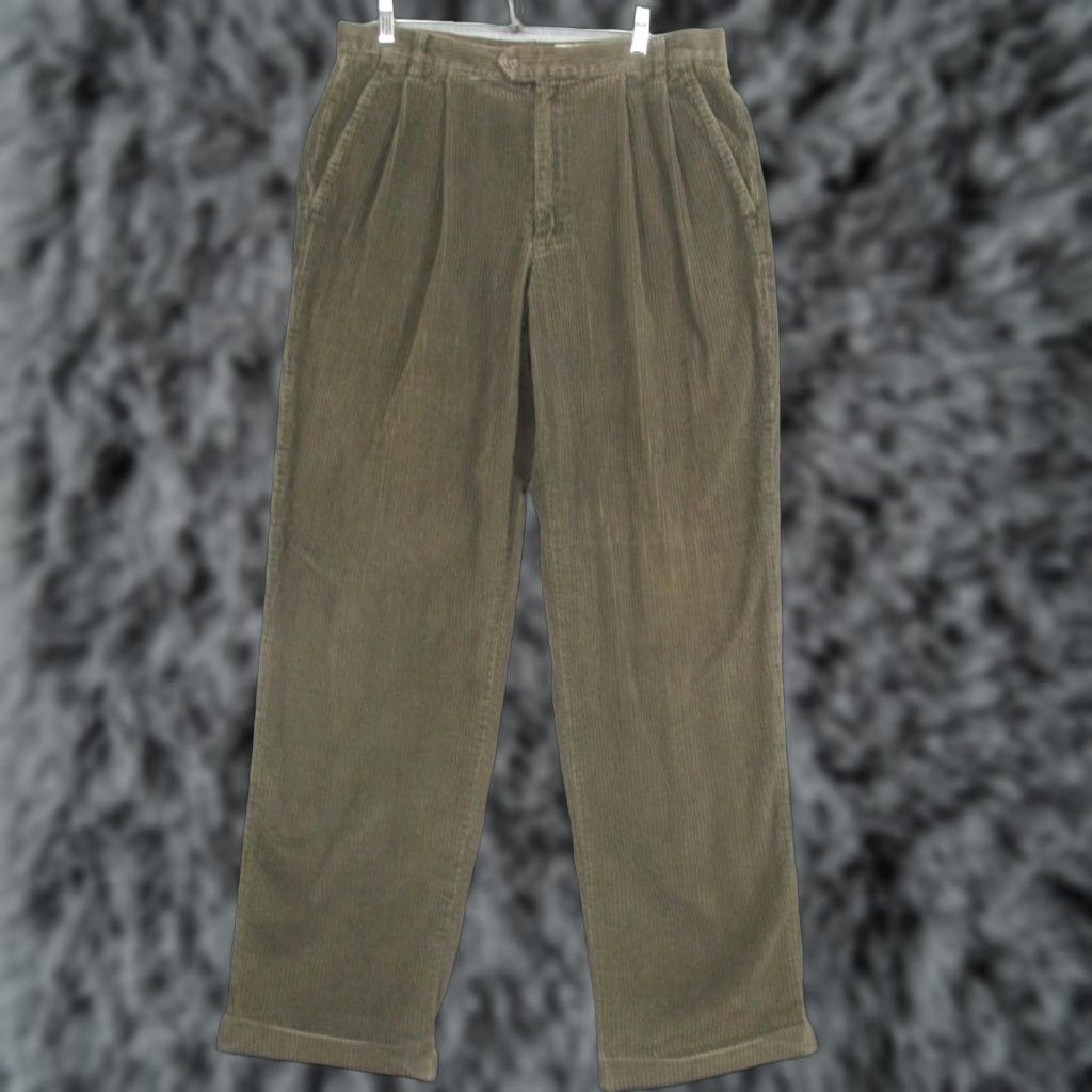 Eddie Bauer VINTAGE Eddie Bauer Pants Mens 35x34 Chino Corduroy Brown Pleated Straight Leg N/A Size US 35 - 1 Thumbnail