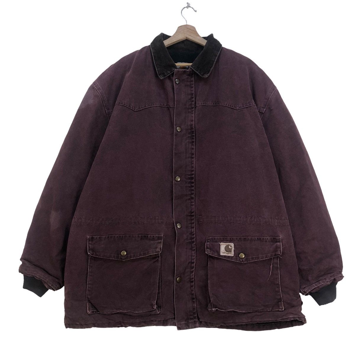 Carhartt 🔥Vintage Carhartt Dark Plum Oversized Jacket Size US XL / EU 56 / 4 - 1 Thumbnail