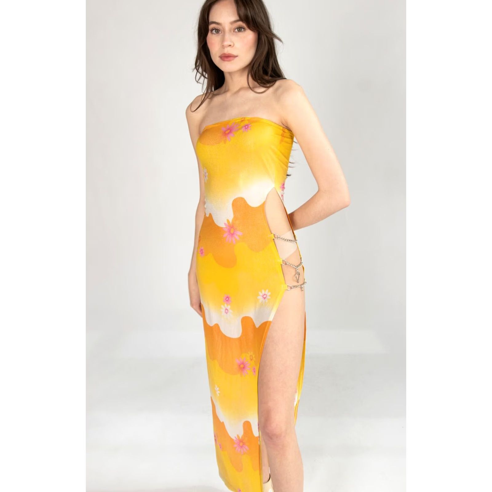 Vintage Vintage Yellow Floral Maxi Beach Cover-Up Dress XXS Sundress Boho 2000s Retro Womens Size XXL / US 16-18 / IT 52-54 - 2 Thumbnail