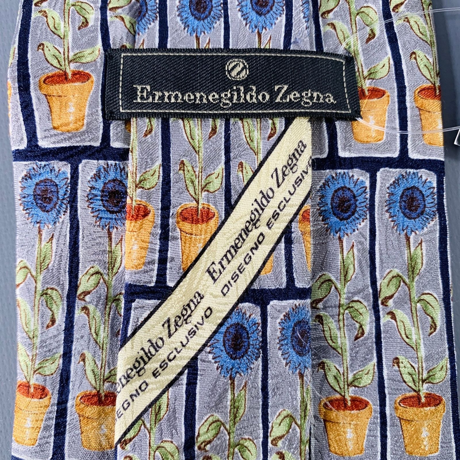 Ermenegildo Zegna ERMENEGILDO ZEGNA Blue Yellow Floral Silk Tie Size ONE SIZE - 3 Thumbnail