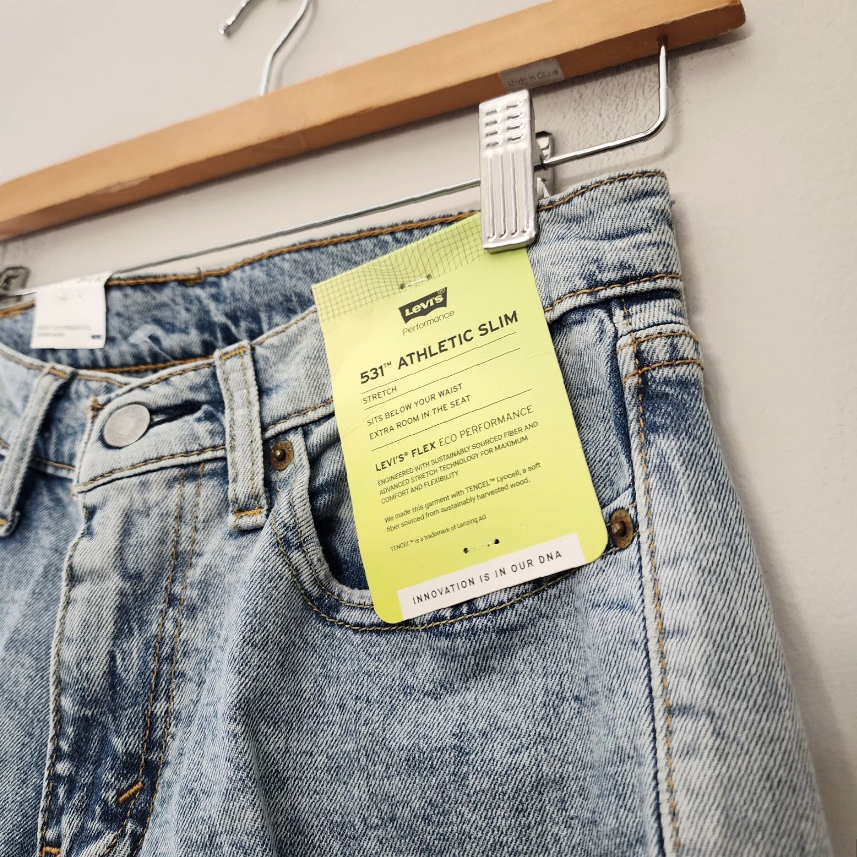 Levi's Levi's 531 Athletic Slim Fit Stretch Jeans 29x32 Blue Light Wash Distressed Denim Mens Jeans Slim Straight 5-Pocket Logo USA Size US 29 - 5 Thumbnail