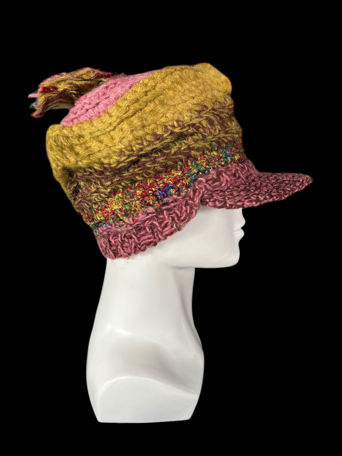 Japanese Brand × Kapital × Vintage Rare Crochet Knitted Handmade Custom Big Hats ☠️☠️ Size ONE SIZE - 6 Thumbnail