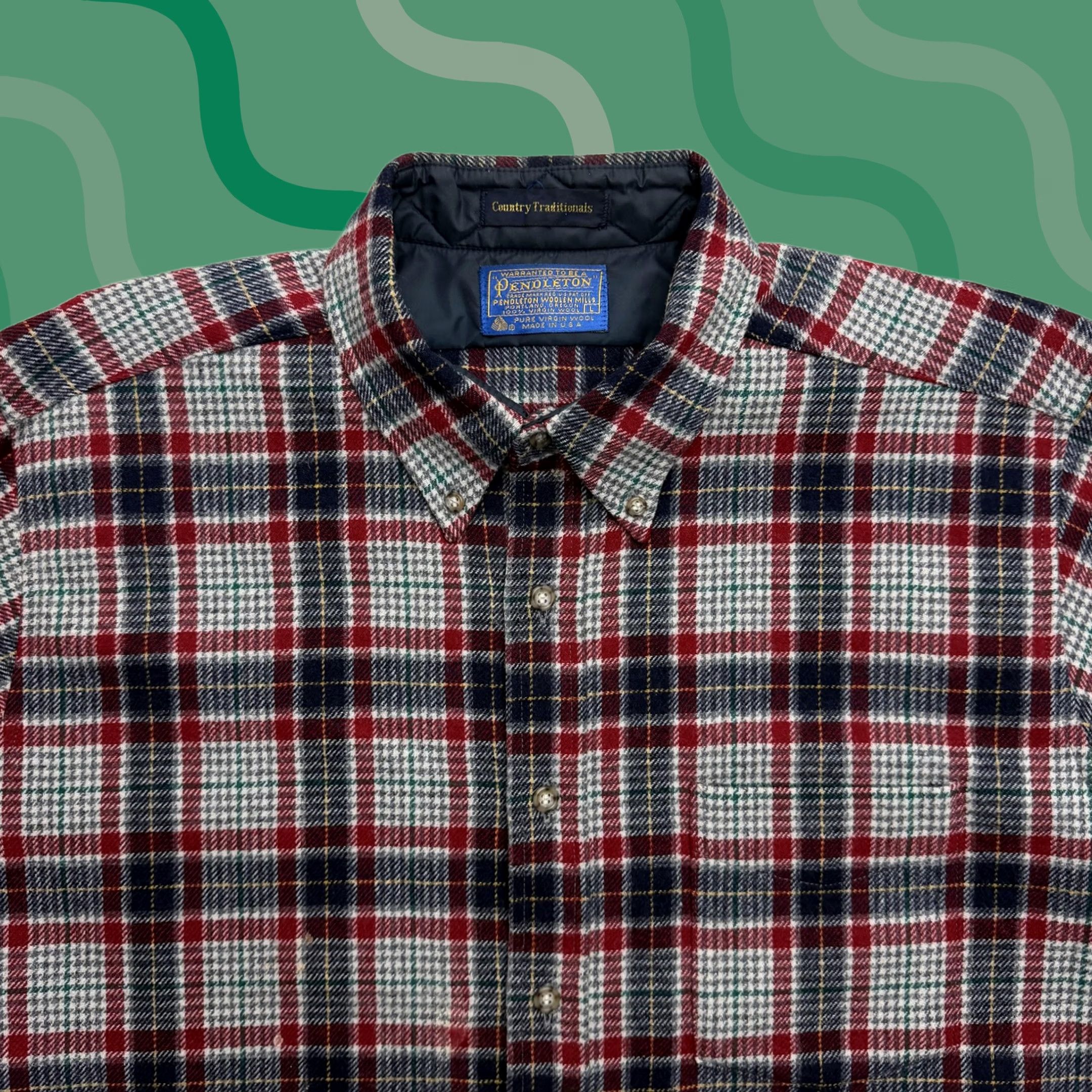 Pendleton VINTAGE Pendleton Flannel Shirt Mens L Button Up Red Plaid Wool Made In USA Size US L / EU 52-54 / 3 - 1 Thumbnail
