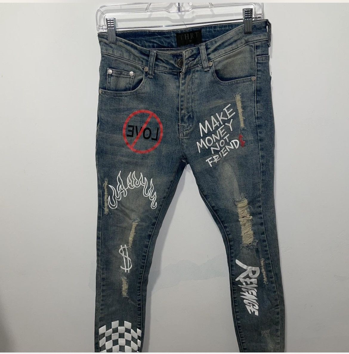 Other THRT “Make Money Not Friend$” Denim Jeans Size US 30 / EU 46 - 1 Thumbnail