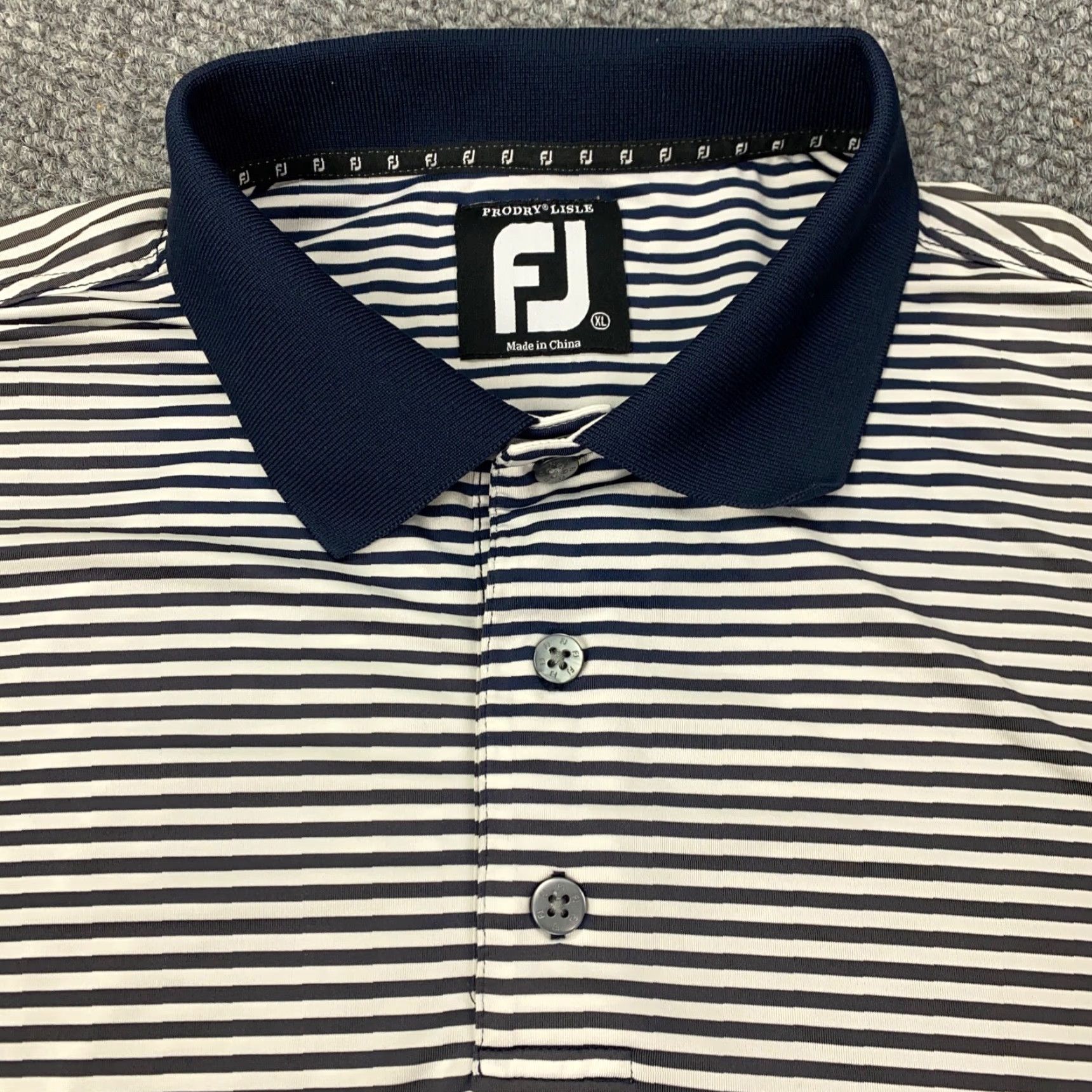 Footjoy FootJoy Polo Mens XL Blue Striped Lisle Relaxed Stretch Shirt Golf Size US XL / EU 56 / 4 - 3 Thumbnail