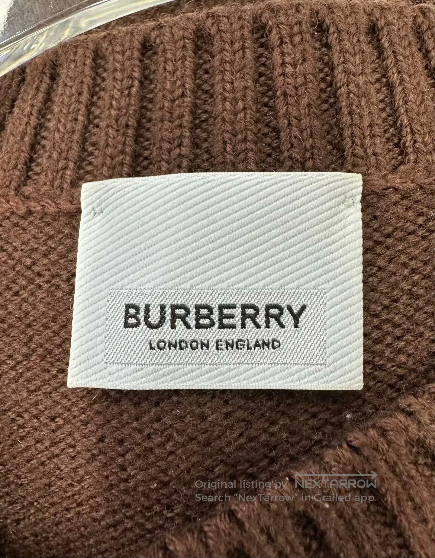 Burberry Burberry Brown Embroidered Logo Hole Knit Sweater| Size US M / EU 48-50 / 2 - 3 Thumbnail