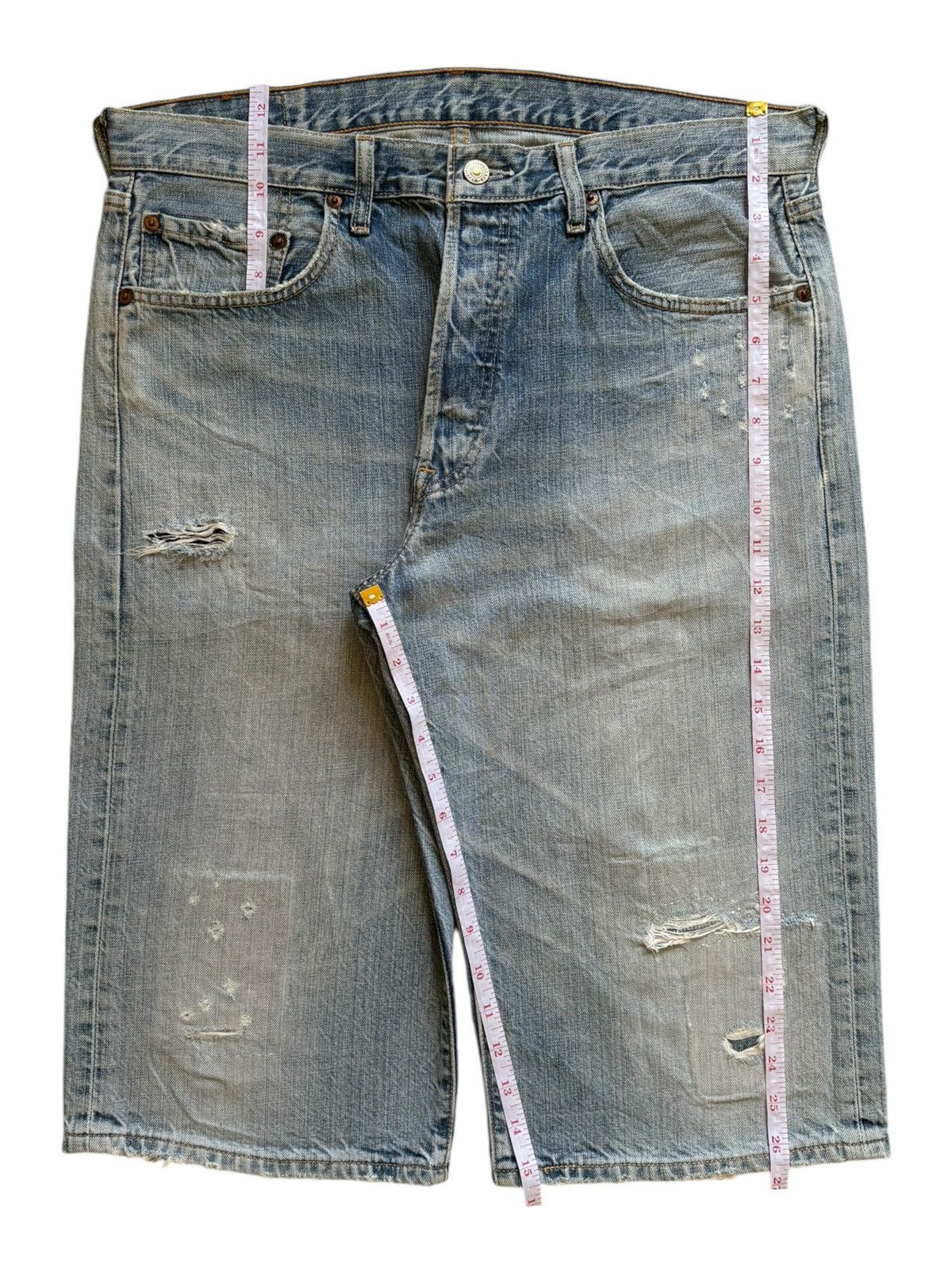 Levi's Vintage 90s Levis 501 Light Wash Distressed Jean Shorts Size US 35 - 14 Thumbnail