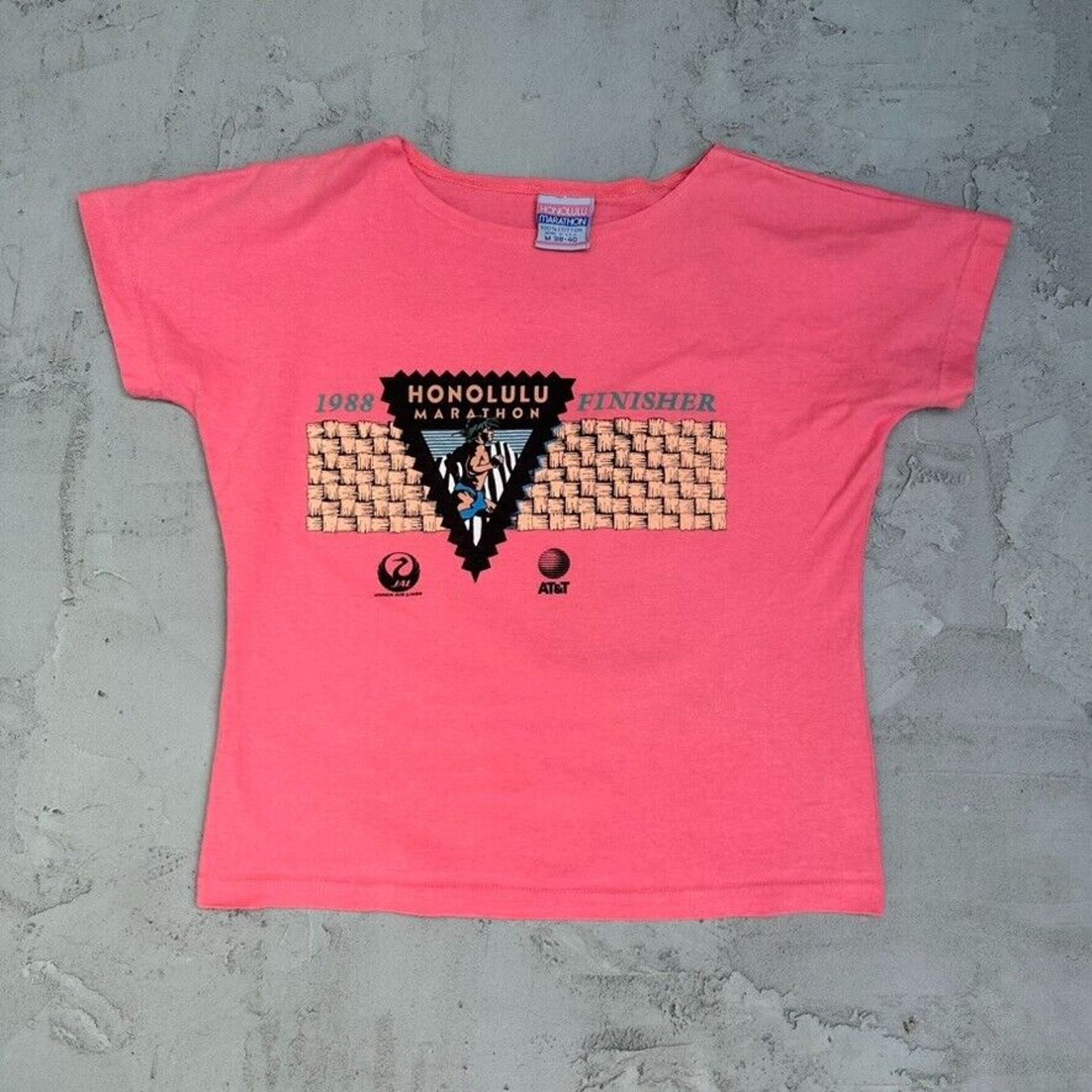 Vintage Vintage Honolulu Marathon Finisher 1988 Hawaii Salmon Shirt Size S / US 4 / IT 40 - 1 Thumbnail
