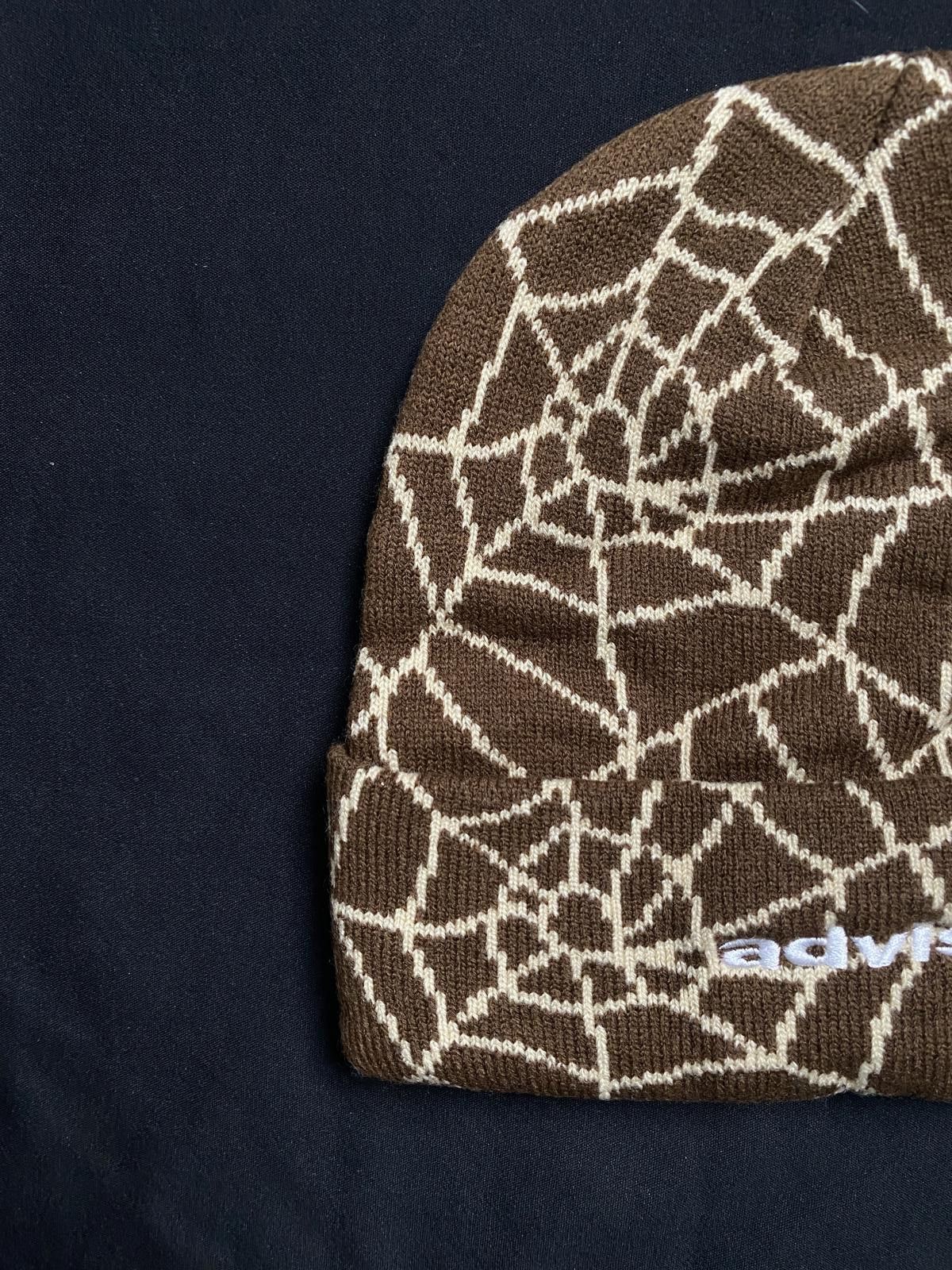 Advisry Clothing Rare Advisry Spiderweb No Cuff Knit Skull Cap Brown Beanie Size ONE SIZE - 6 Thumbnail
