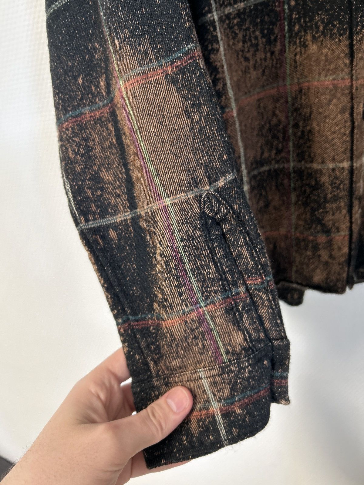 Saint Laurent Paris FW2018 Bleached Plaid Wool Flannel Shirt Size US L / EU 52-54 / 3 - 7 Thumbnail