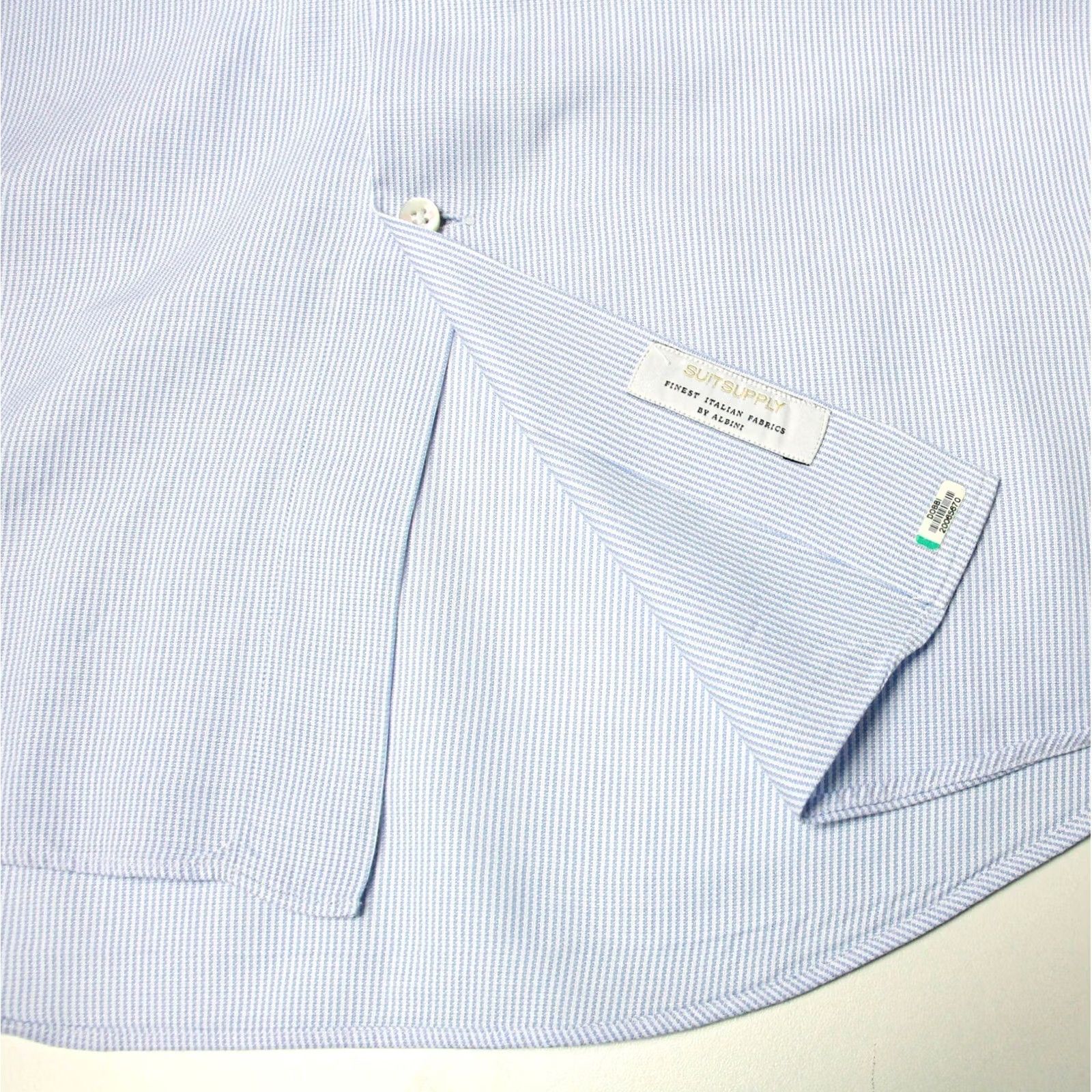 Suitsupply SUITSUPPLY Custom Made Slim Fit Formal Shirt Men's 41 / 16 Pinstripe Blue White Dress Shirt Slim Fit Men 41 / 16 Blue Pinstripe Suitsupply Shirt Mens Size 42R - 7 Thumbnail