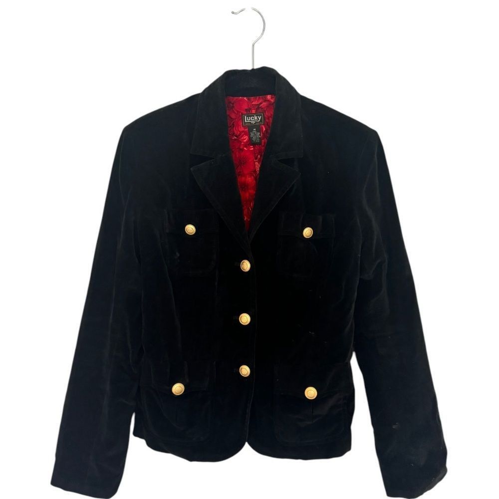 Lucky Brand Lucky Brand Hand Made Vintage SZ M black button front velvet Size M / US 6-8 / IT 42-44 - 4 Thumbnail