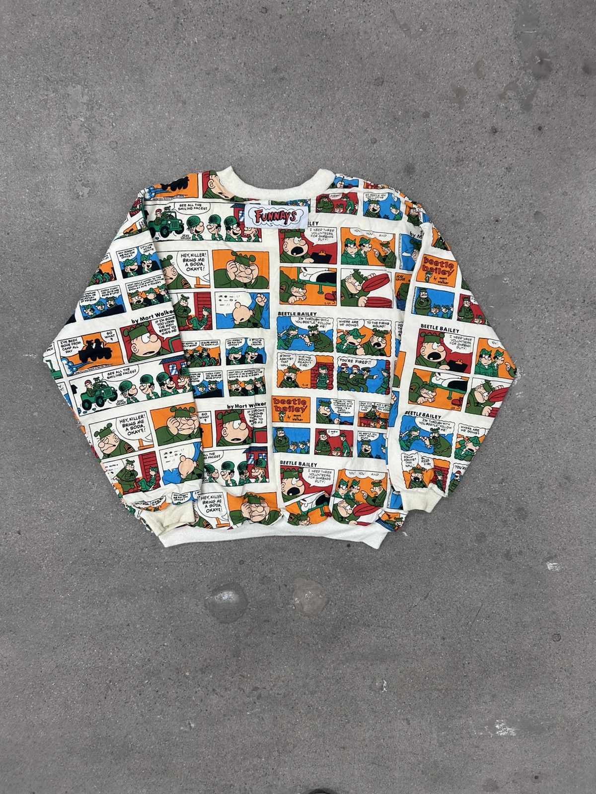 Vintage Vintage 80s Beetle Bailey AOP Comic Strip Sweater Reversible Size US L / EU 52-54 / 3 - 4 Thumbnail