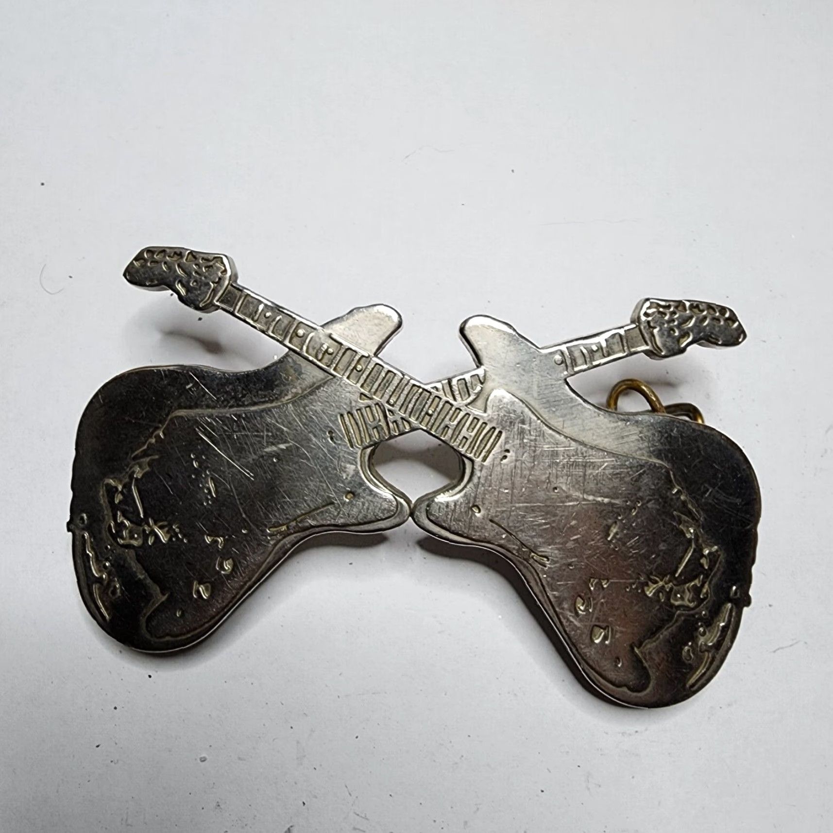 Vintage VINTAGE Double Cross Guitar Belt Buckle Silvertone Rock Country | Belt Buckle | Men | Silver | 1980s | Cowboy Western | Rockabilly Accessories Size ONE SIZE - 4 Thumbnail