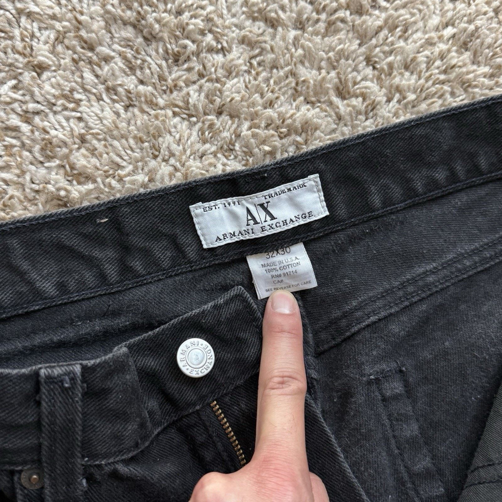 Armani Exchange × Vintage Vintage Armani Made In USA Black Denim Jeans Tapered Pants Size US 30 / EU 46 - 3 Thumbnail